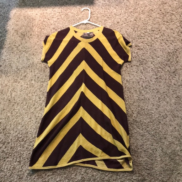 Super cute brown and gold striped mini dress!